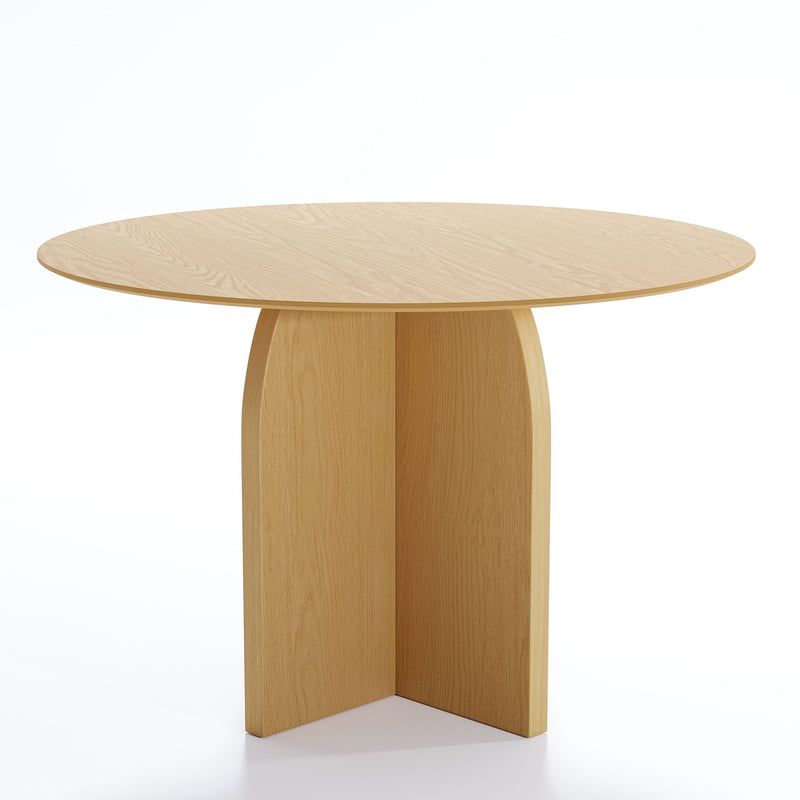 45" Solid Wood Pedestal Base Round Top Dining Table - Beige