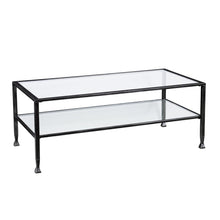 Load image into Gallery viewer, 48" Glass Metal Rectangular Coffee Table - Black
