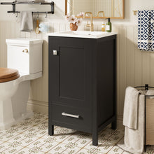 Load image into Gallery viewer, Bathroom Vanity With Ceramic Sink, Soft Close Drawers, Door Organizer, Divider Drawer, Adjustable Foot Pads
