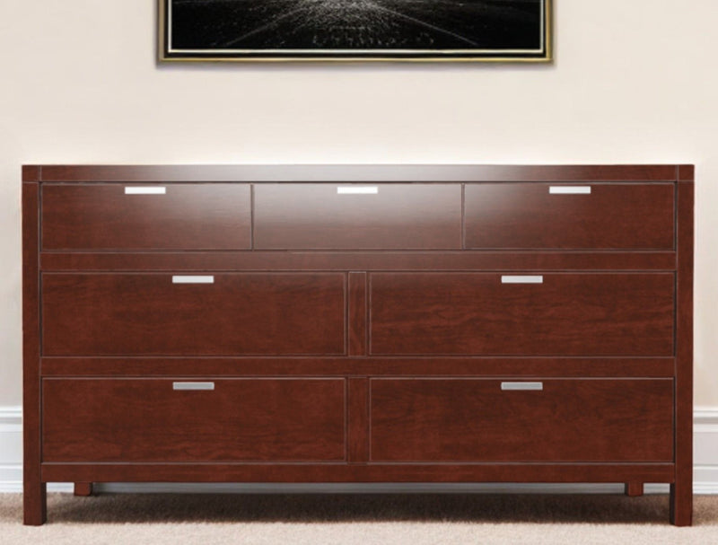 Solid Wood Seven Drawer Double Dresser - Brown
