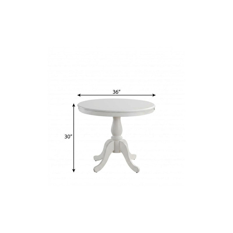36" Rounded Solid Manufactured Wood And Solid Wood Pedestal Base Dining Table - White