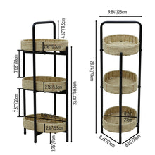 Load image into Gallery viewer, Modern 3 Tier Handwoven Side Table With Oval Organizer
