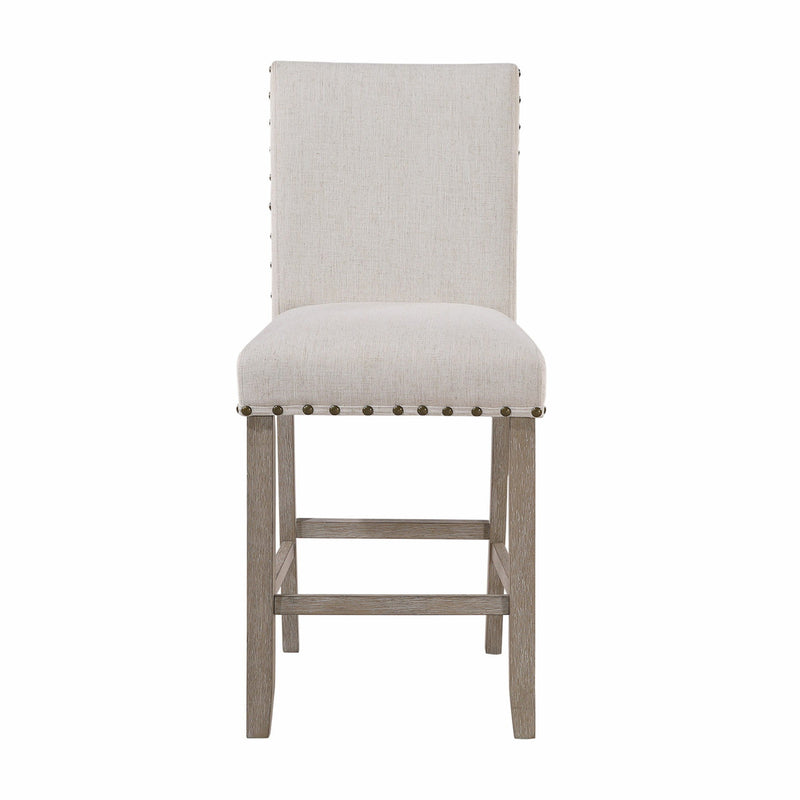 26" Wood And Fabric Counter Height Bar Chair - White / Natural