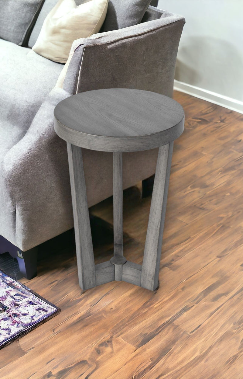 24" Manufactured Wood Round End Table - Gray