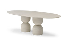 Load image into Gallery viewer, Marble Double Pedestal Base Oval Dining Table - Beige
