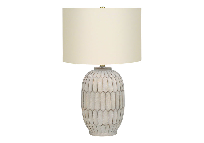 24" Geometric Table Lamp With Drum Shade - Cream