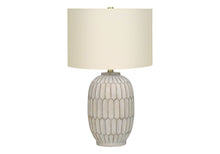 Load image into Gallery viewer, 24" Geometric Table Lamp With Drum Shade - Cream
