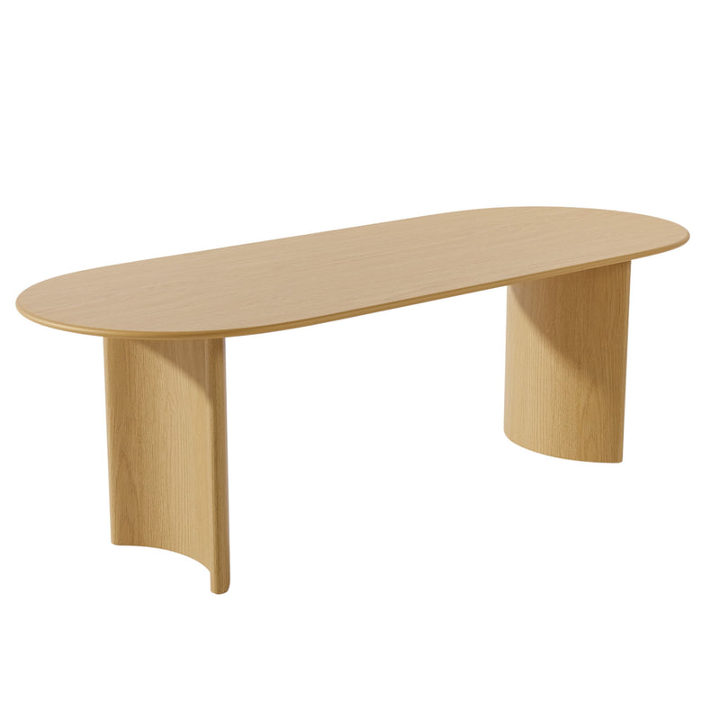 67" Wood Double Pedestal Base Oval Dining Table - Natural