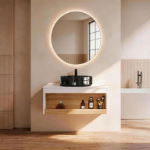 Load image into Gallery viewer, Floating Bathroom Vanity With Vessel Sink With Open Shelf Storage
