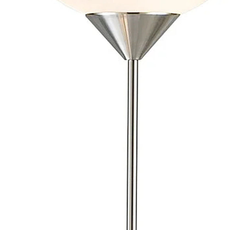 Two Light Torchiere Floor Lamp With Acrylic Bowl Shades - Silver / White
