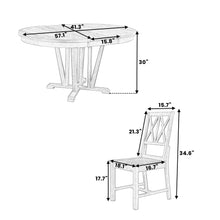 Load image into Gallery viewer, Topmax - 5 Piece Rustic Extendable Dining Table Set Round Trestle Table And 4 Cross Back Dining Chairs For Kitchen, Dining Room
