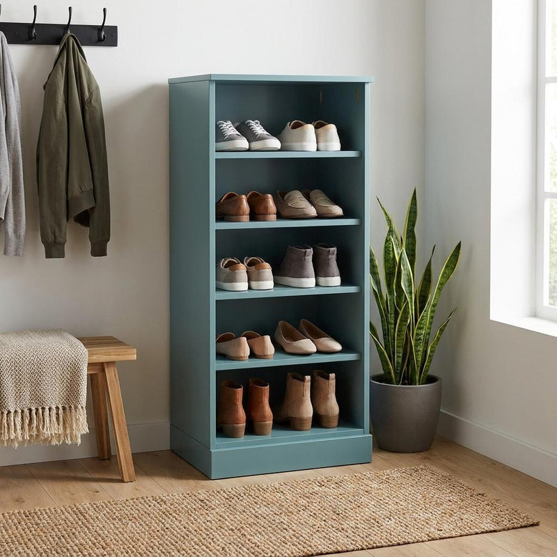 Ten Pair Solid Woodshoe Storage Cabinet (752047) - Aqua