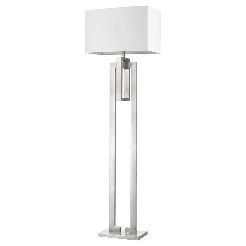 64" Traditional Shaped Floor Lamp With White Rectangular Shade - Nickel
