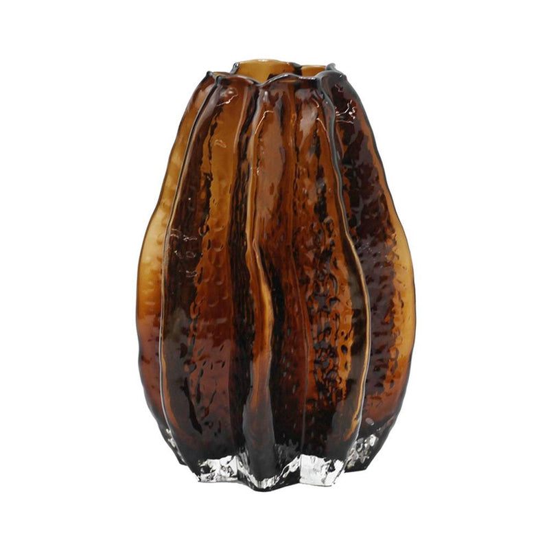 Textured Wavy Table Vase - Burnt Umber / Burnt Umber