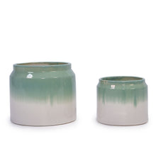 Load image into Gallery viewer, Gradient Flowerpot (Set of 2), Planter For Patio, Garden, Windowsill - White / Green
