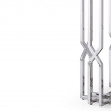 Load image into Gallery viewer, 87" Glass And Stainless Steel Pedestal Base Dining Table - Clear
