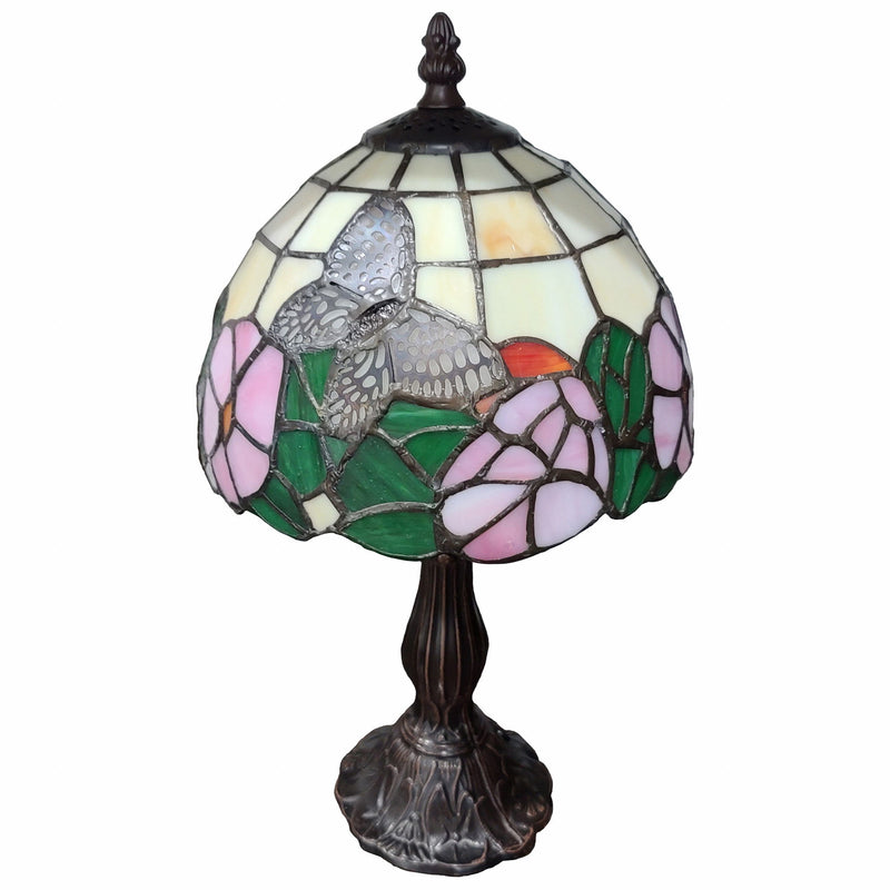 15" Metal Candlestick Table Lamp With Beige Shade - Dark Brown
