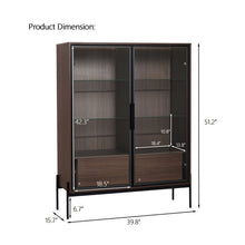 Load image into Gallery viewer, Modern Minimalist Style LED Curio Cabinet With Tempered Glass Door, Metal Legs
