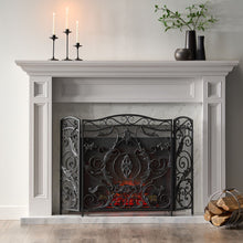 Load image into Gallery viewer, Mariella - Traditional Floral Iron Fireplace Screen With Ornate Design
