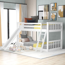 Load image into Gallery viewer, Twin over Twin Bunk Bed with Convertible Slide and Ladder, White
