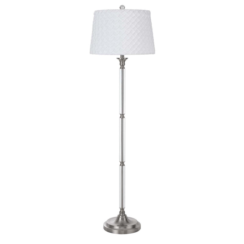 60" Traditional Shaped Floor Lamp With White Square Shade - Nickel