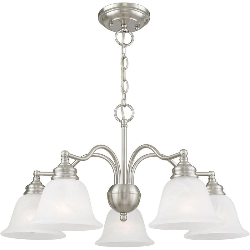 13'' Five Light Dimmable Chandelier With Shades - Nickel