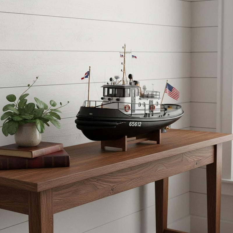 Hand Painted Model Boat (624543) - Black / White