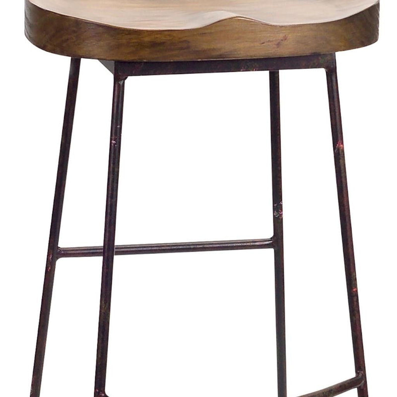 Wood Steel Bar Height Bar Chair - Brown / Black