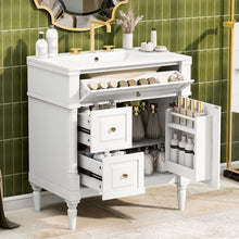 Load image into Gallery viewer, Modern Bathroom Vanity With Sink, Freestanding Cabinet With Flip Drawer &amp; Adjustable Shelf
