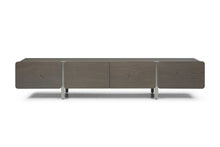 Load image into Gallery viewer, Wood Stainless Steel Enclosed Storage TV Stand - Ash Gray / Nickel
