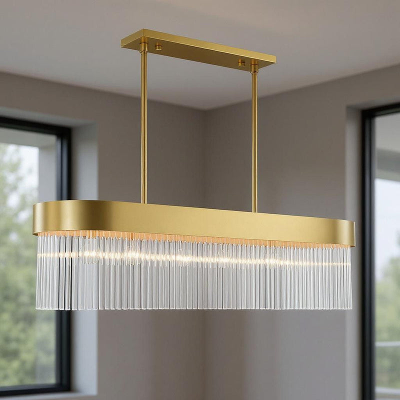 19" Six Light Dimmable Chandelier With Shades - Gold