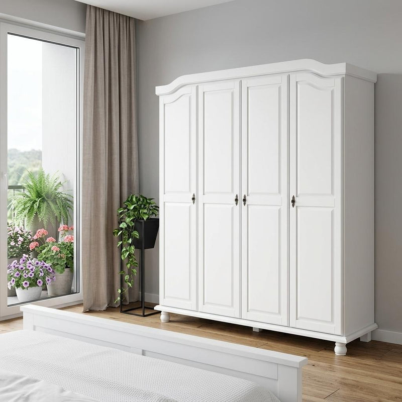 Solid Wood Four Door Combo Dresser (764842) - White