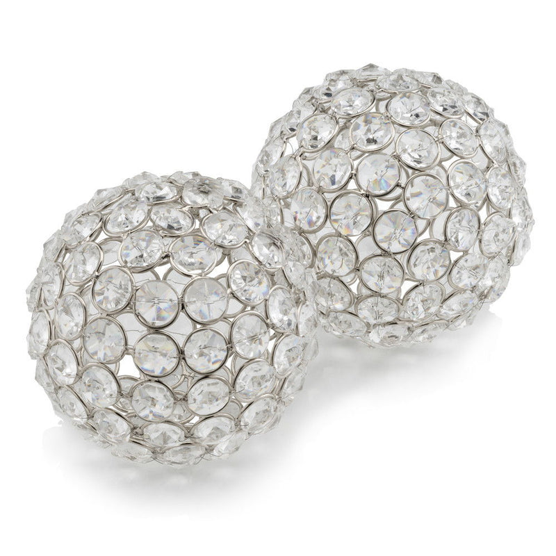 Decorative Orb Tabletop Sculptures (Set of 2) (373744) - Clear / Silver