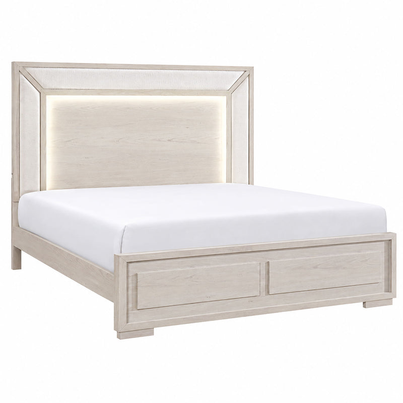 Ciara - King Bed With LED Panel Headboard, Low Profile Design - Beige