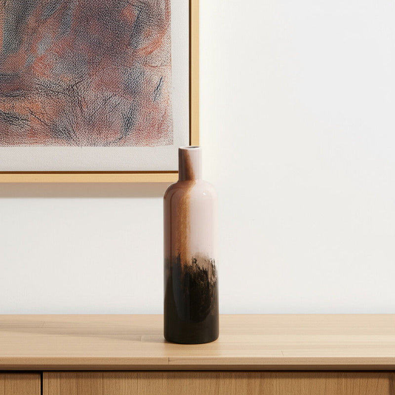 Abstract Table Vase - Amber / Cream / Dark Brown