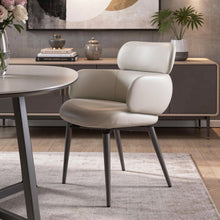 Load image into Gallery viewer, Faux Leather Metal Dining Arm Chair - Light Gray / Black
