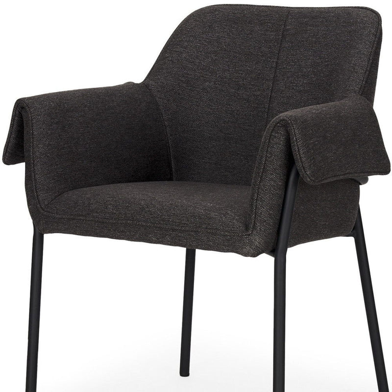 Upholstered Fabric Dining Arm Chair - Black / Gray