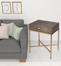 Load image into Gallery viewer, Shagreen Faux Leather End Table With Drawer - Gold
