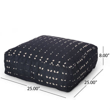 Load image into Gallery viewer, Dalm - Fabric Square Pouf Ottoman With Polystyrene Beads Filling - Dark Blue / White
