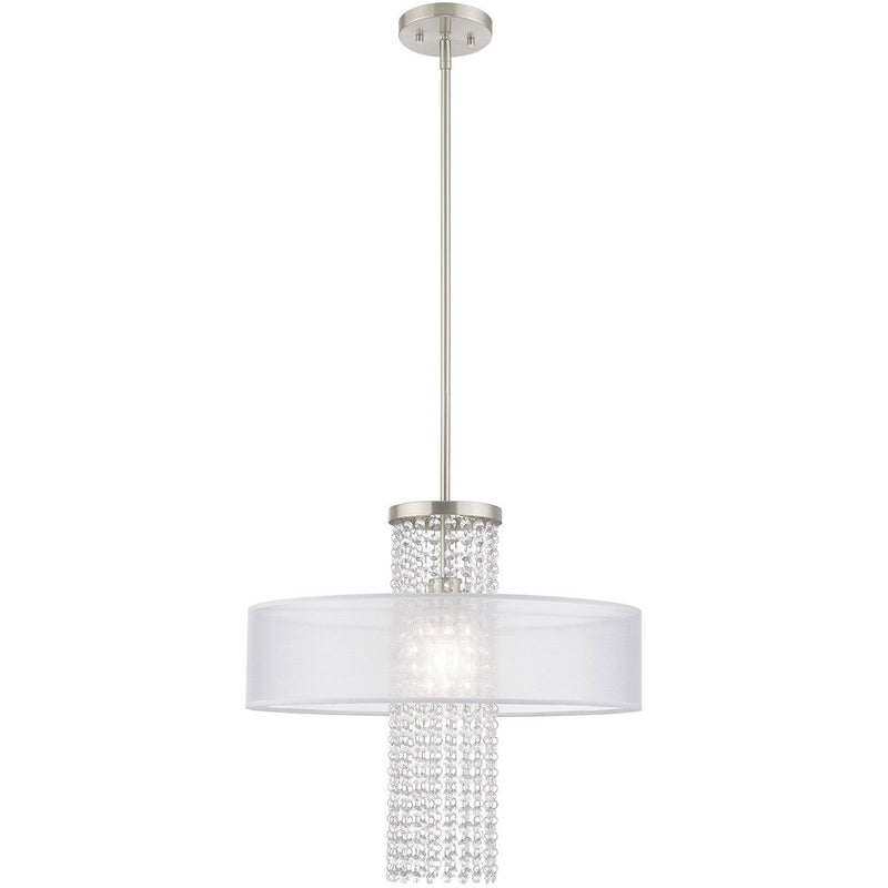 28'' Dimmable Chandelier With Shades - Nickel