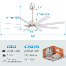 Load image into Gallery viewer, Ceiling Fan With Dimmable LED Light, 8 Blades, Reversible DC Motor, Remote Control

