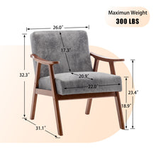 Load image into Gallery viewer, Mid Century Modern Accent Chair With Solid Wood Frame And Extra Thick Backrest
