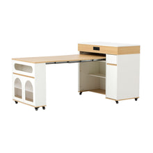 Load image into Gallery viewer, Extendable Dining Table With Folding Top, Rolling Kitchen Island With Drawers And Power Outlet
