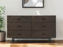 Load image into Gallery viewer, Carved Geometric Solid Wood Six Drawer Double Dresser - Dark Brown
