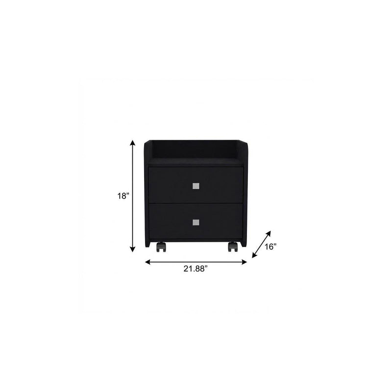 Wood Two Drawer Nightstand (734186) - Black