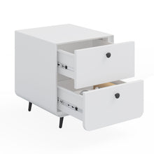 Load image into Gallery viewer, Modern Night Stand Storage Cabinet For Living Room Bedroom, Steel Cabinet With 2 Drawers, Bedside Furniture, Circular Handle - White
