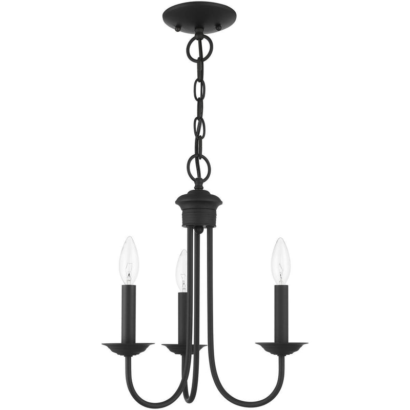 16" Three Light Dimmable Chandelier With Shades - Black