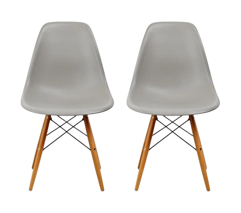 Heavy Duty Plastic Dining Side Chairs (Set of 2) - Gray / Brown