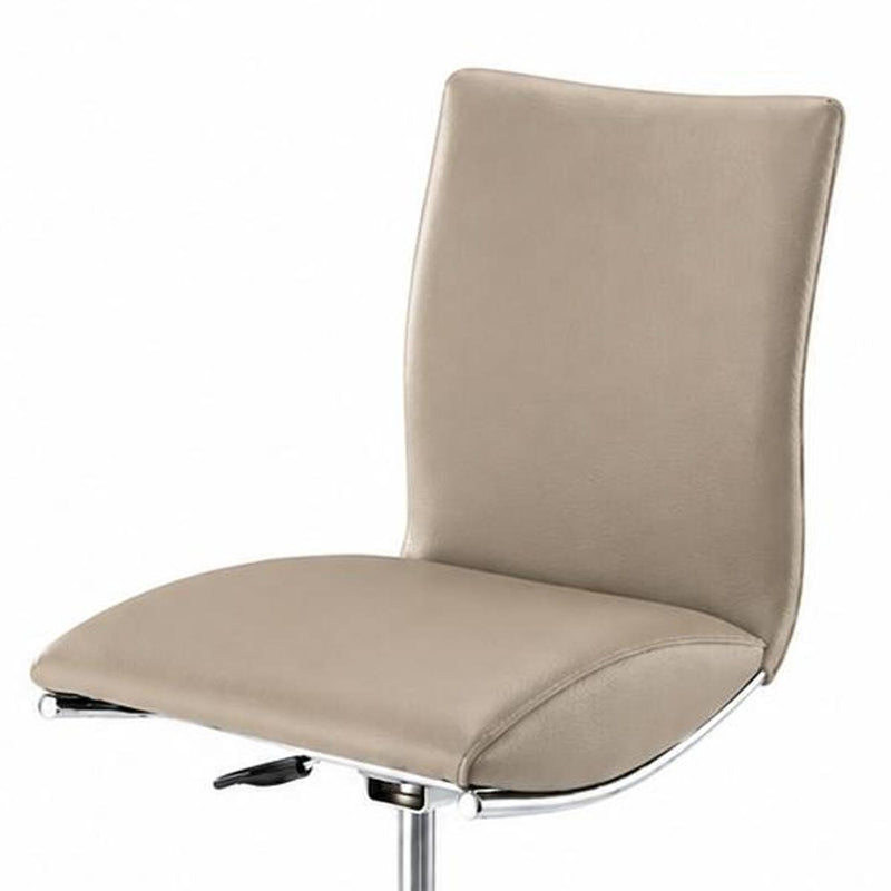 Faux Leather Chrome And Steel Adjustable Height Swivel Bar Chairs (Set of 2) - Taupe And Silver