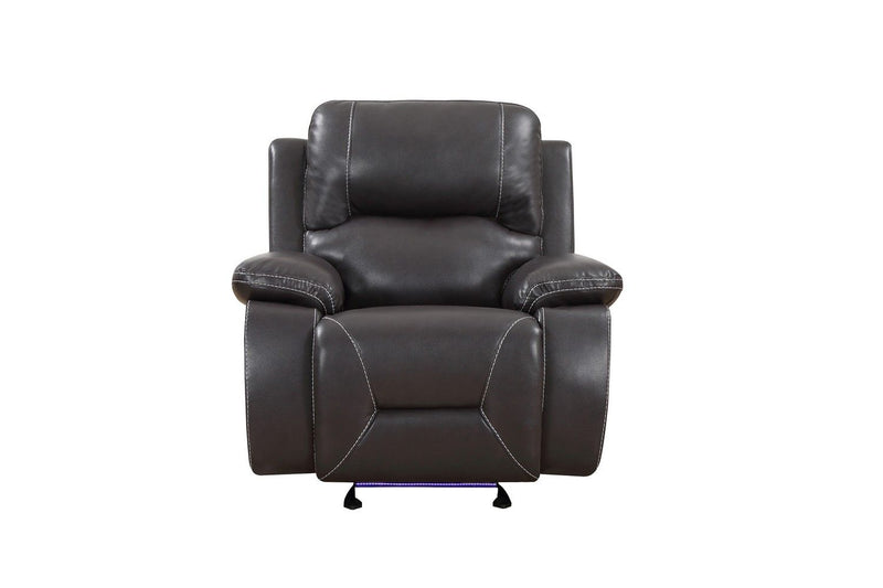 Leather Match Manual Gliding Recliner (366343) - Gray